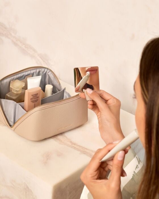 Fold out Mirror Makeup Bag Oyster | Katie Loxton