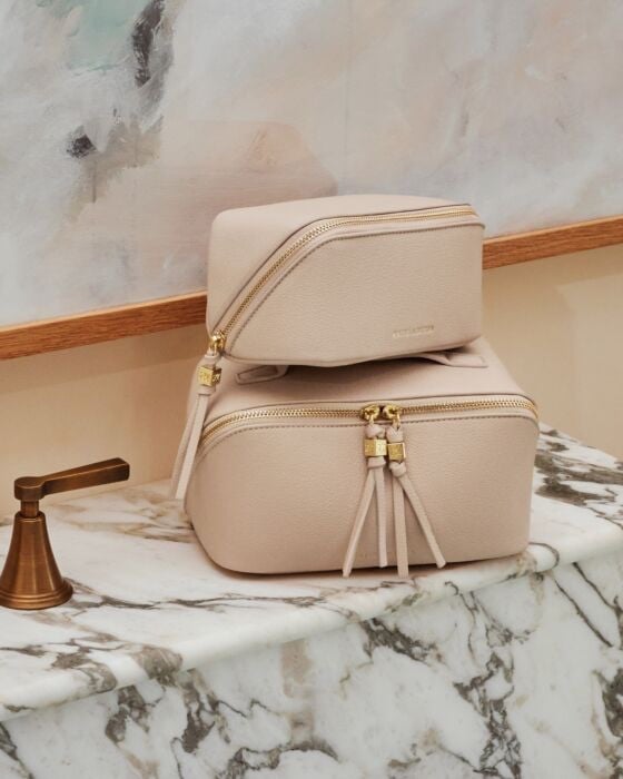 Fold out Mirror Makeup Bag Oyster | Katie Loxton