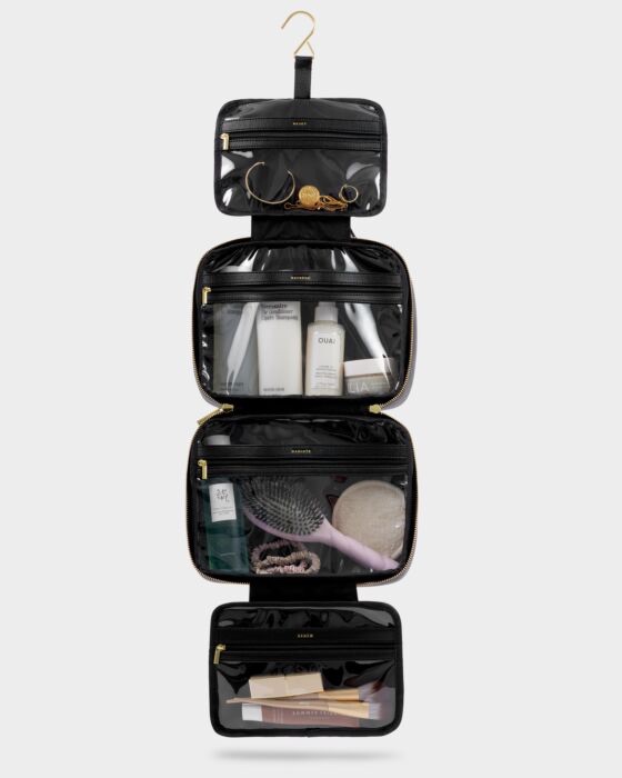 Hanging Makeup or Wash Bag in Black | Katie Loxton