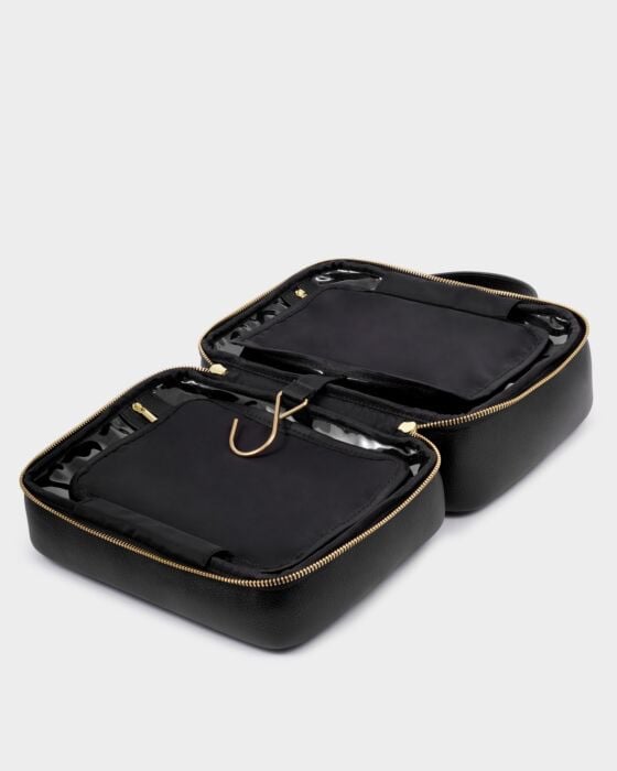Hanging Makeup or Wash Bag in Black | Katie Loxton