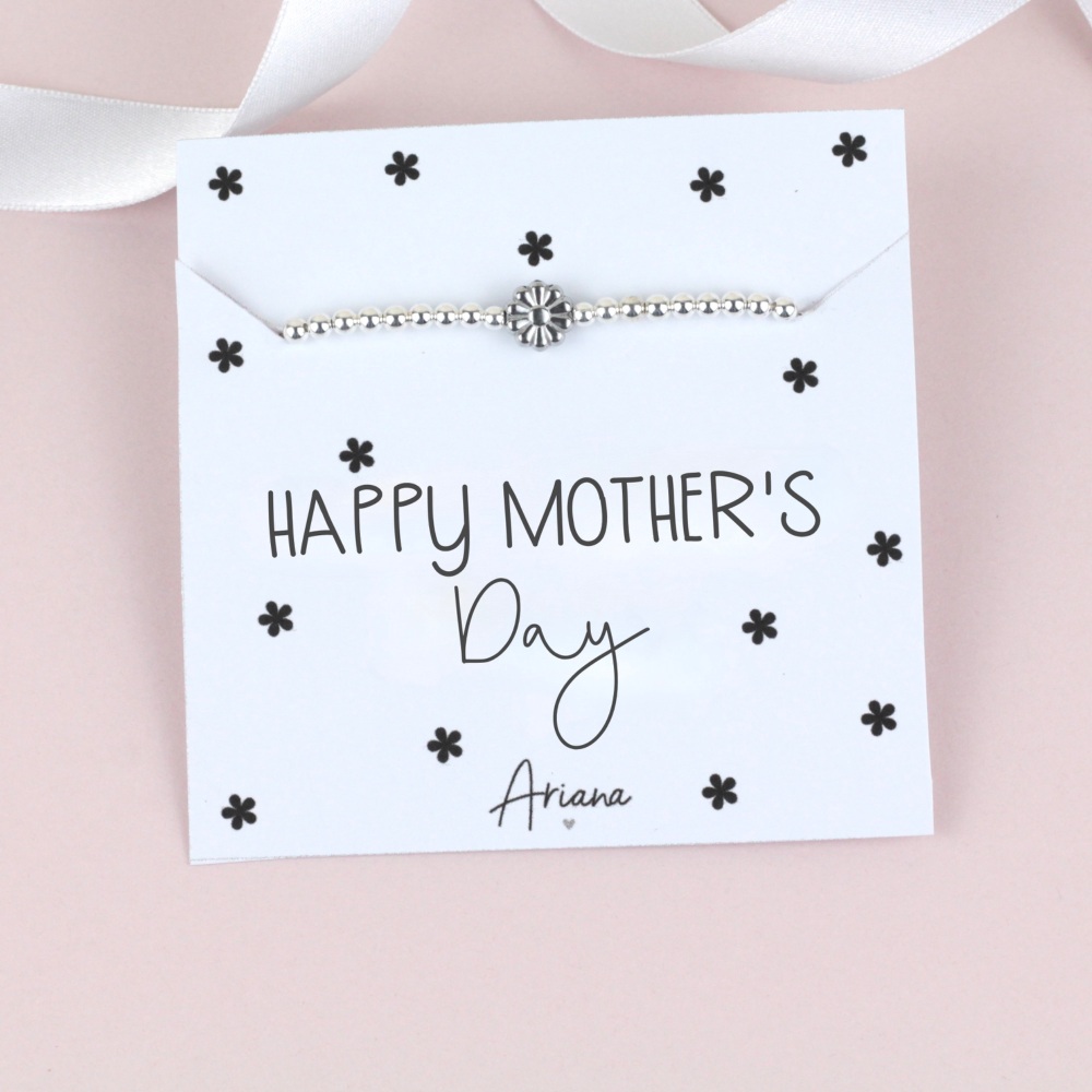 Happy Mother's Day Silver Flower Stretch Bracelet | Ariana Jewellery | Various Choice