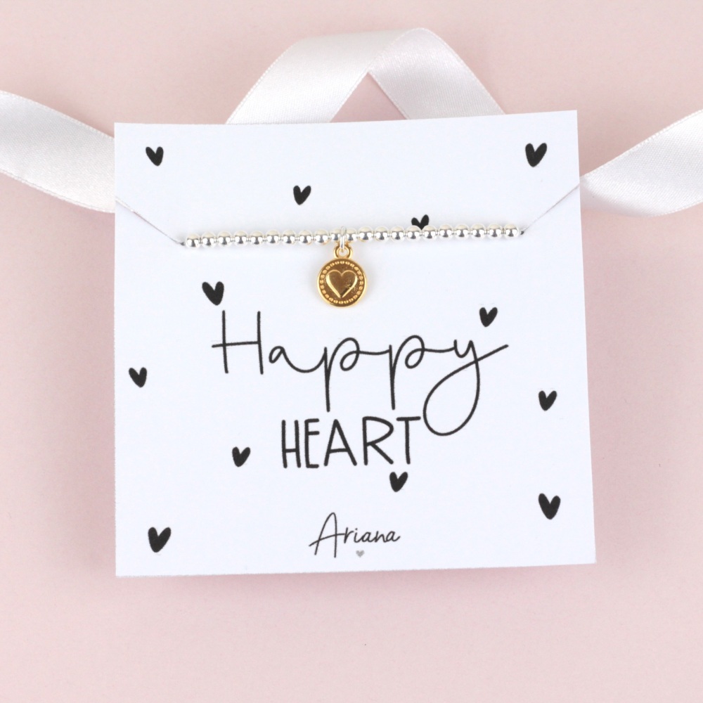 Happy Heart Silver Stretch Bracelet | Ariana Jewellery