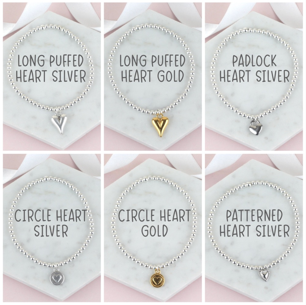 Heart Silver Stretch Bracelet | Ariana Jewellery
