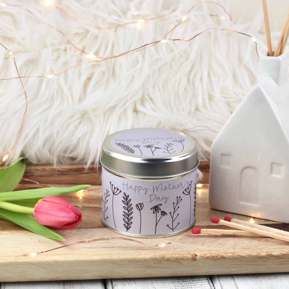 Happy Mother's Day Tin Candle | Colour Doodle Flowers Design