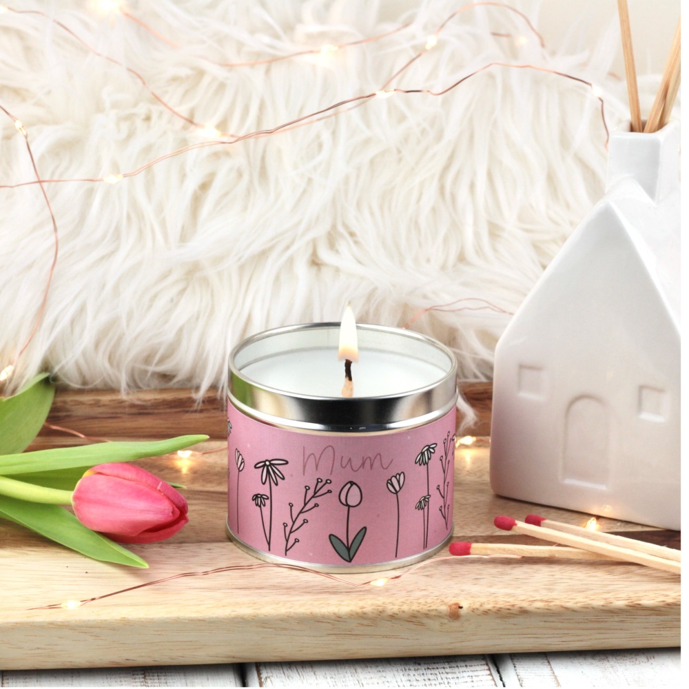 Mum Tin Candle | Colour Doodle Flowers Design
