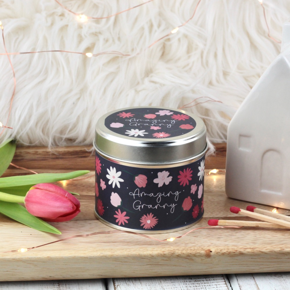 Amazing Granny Tin Candle | Bold Flowers Design