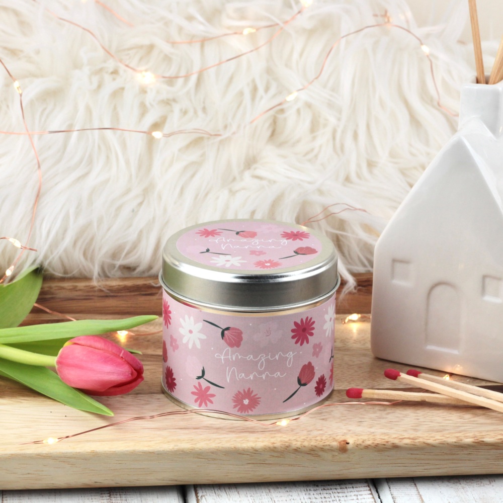 Amazing Nanna Tin Candle | Bold Flowers Design