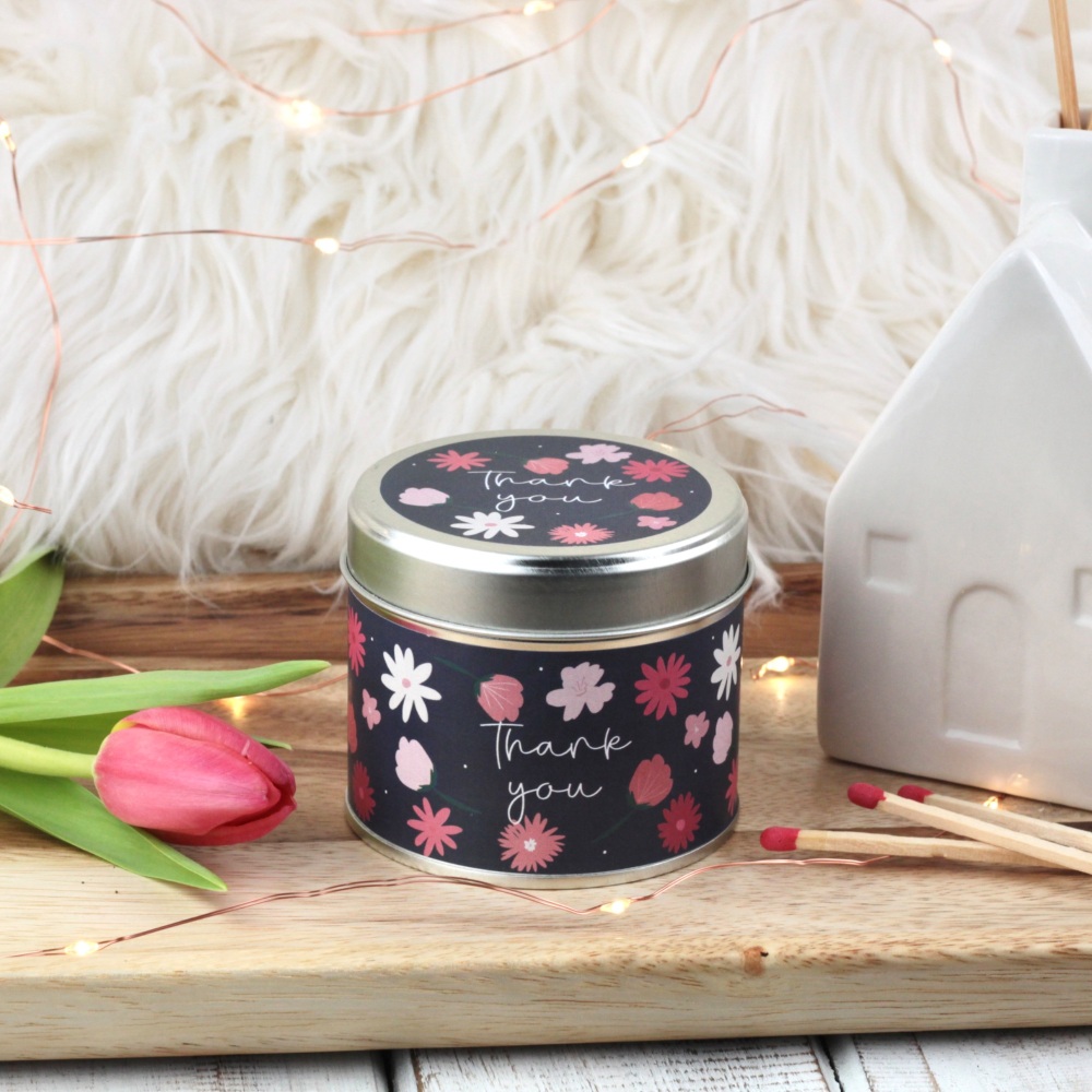 Thank You Tin Candle | Bold Flowers Design