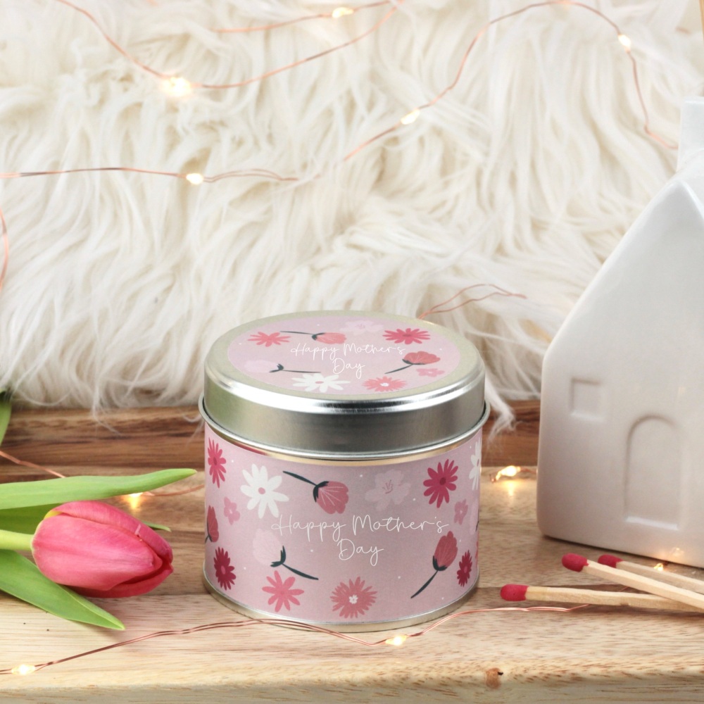 Happy Mother's Day Tin Candle | Bold Flowers Design