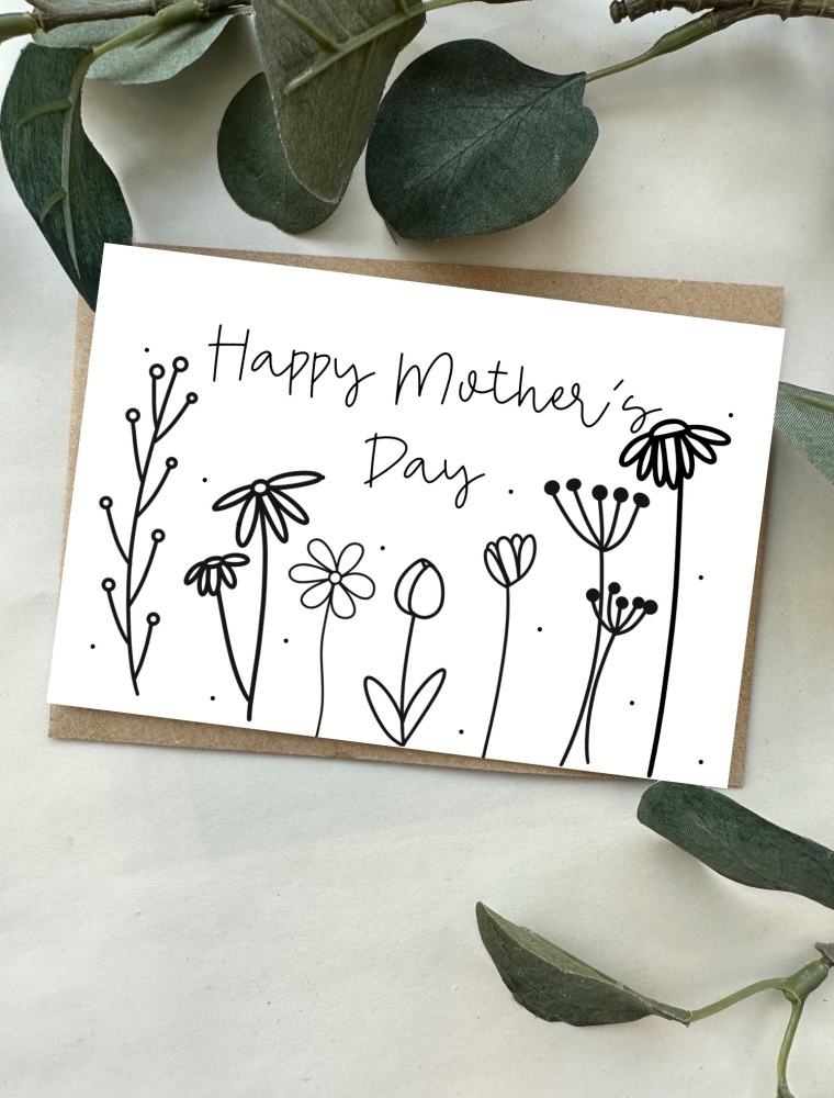 Happy Mother's Day Doodle Flowers Small Card