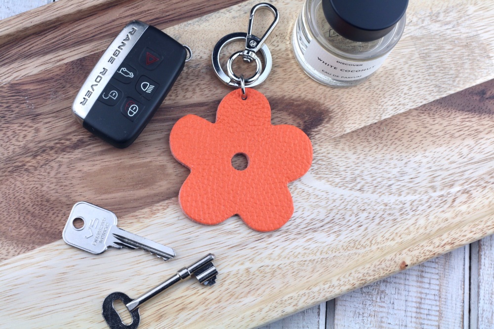 Leather Flower Keyring | Italian Leather Flower Keyring or Bag Charm - Various Colour Choice
