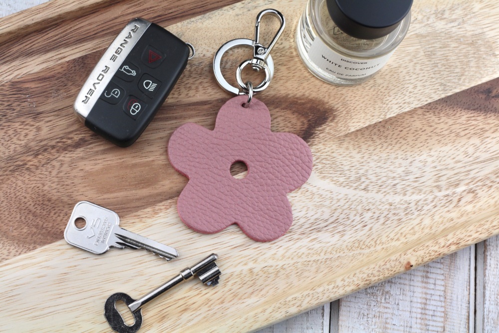 Leather Flower Keyring | Italian Leather Flower Keyring or Bag Charm - Various Colour Choice