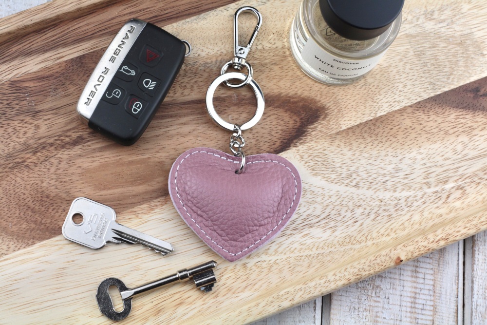 Leather Heart Keyring | Italian Leather Heart Keyring or Bag Charm - Various Colour Choice