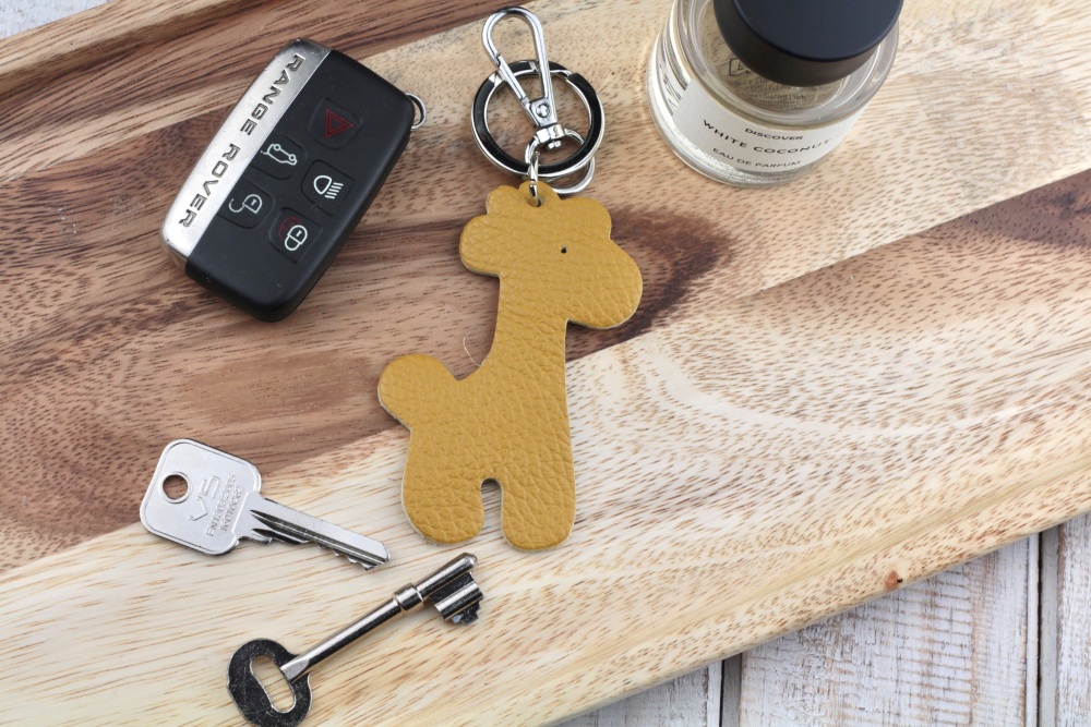 Leather Giraffe Keyring | Italian Leather Giraffe Keyring or Bag Charm - Various Colour Choice