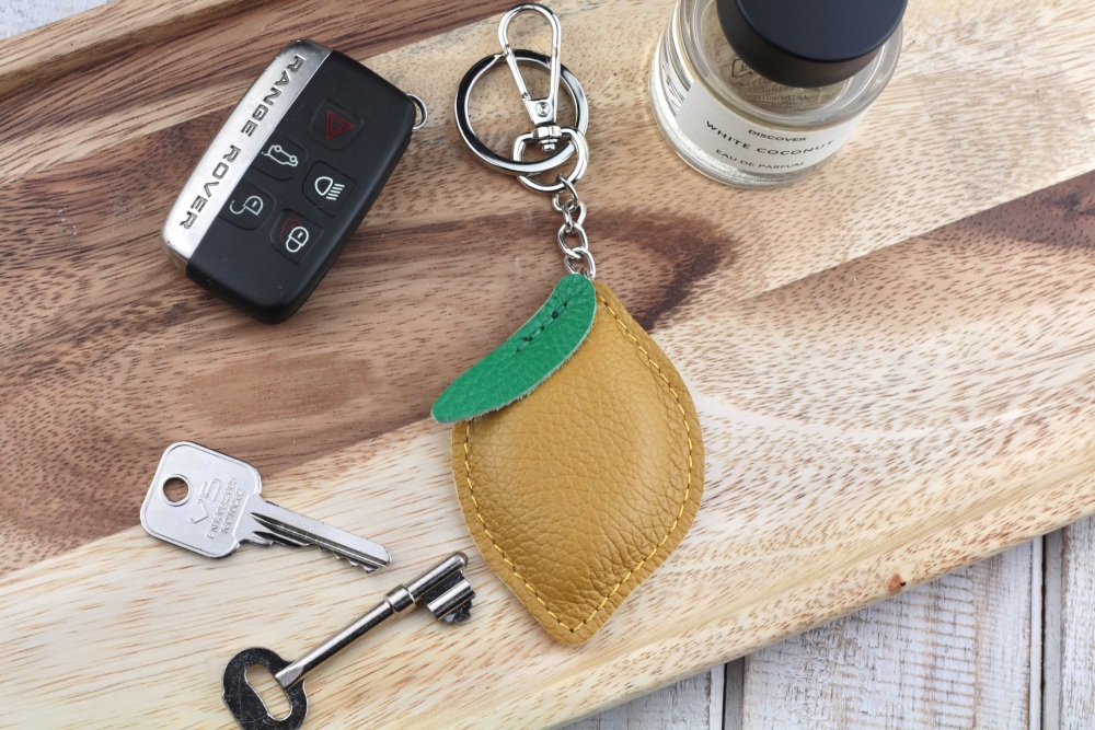 Leather Lemon Keyring | Italian Leather Lemon Keyring or Bag Charm - Various Colour Choice