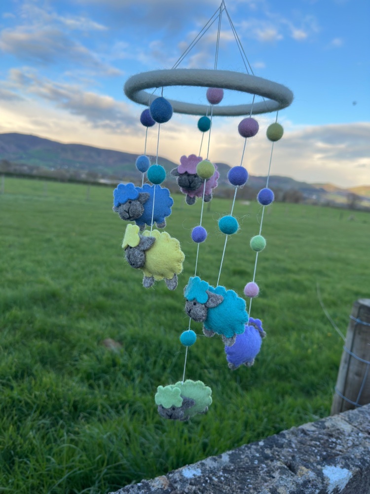Rainbow Sheep Mobile | Baby Mobile Decoration with Sheep