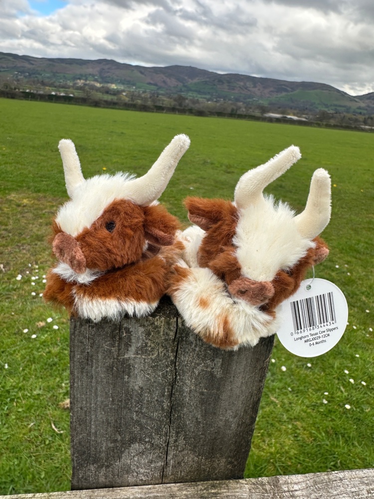 Texas Longhorn Cow Baby Booties | Plush Cow Baby Slipper Boots | Jomanda