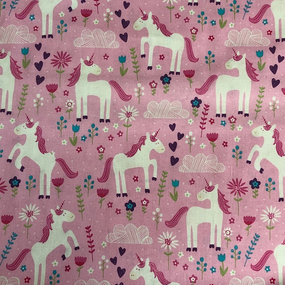 Pink Unicorns - Cute Fabric by Craft Cotton Co