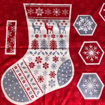 Christmas Stocking fabric panel - Scandi design