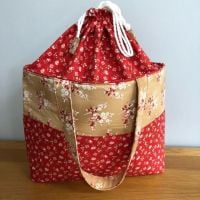 Luxury Red Draw String Craft Bag for your Knitting, Sewing, Crochet Craft Projects
