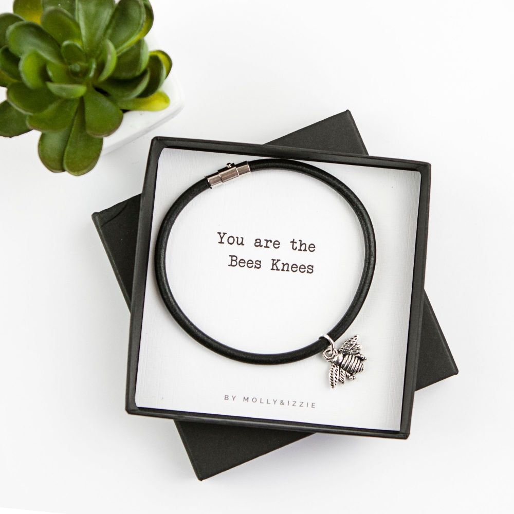 MB009 Bees Knees Leather Bangle