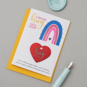'Bright Rainbow Teacher' Little Hug Card - Pack of 5- (LH020)