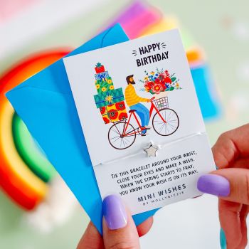 Happy Birthday Bike Mini Wish Bracelet - Pack of 5