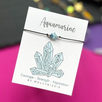 Adjustable Crystal Bracelet - Aquamarine Pack of 5