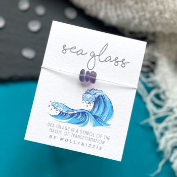 Adjustable Sea Glass Bracelet - Purple