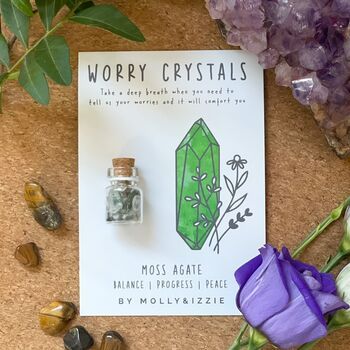Worry Crystals -Moss Agate -  pack of 5