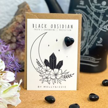 Crystal Heart - Black Obsidian - pack of 5