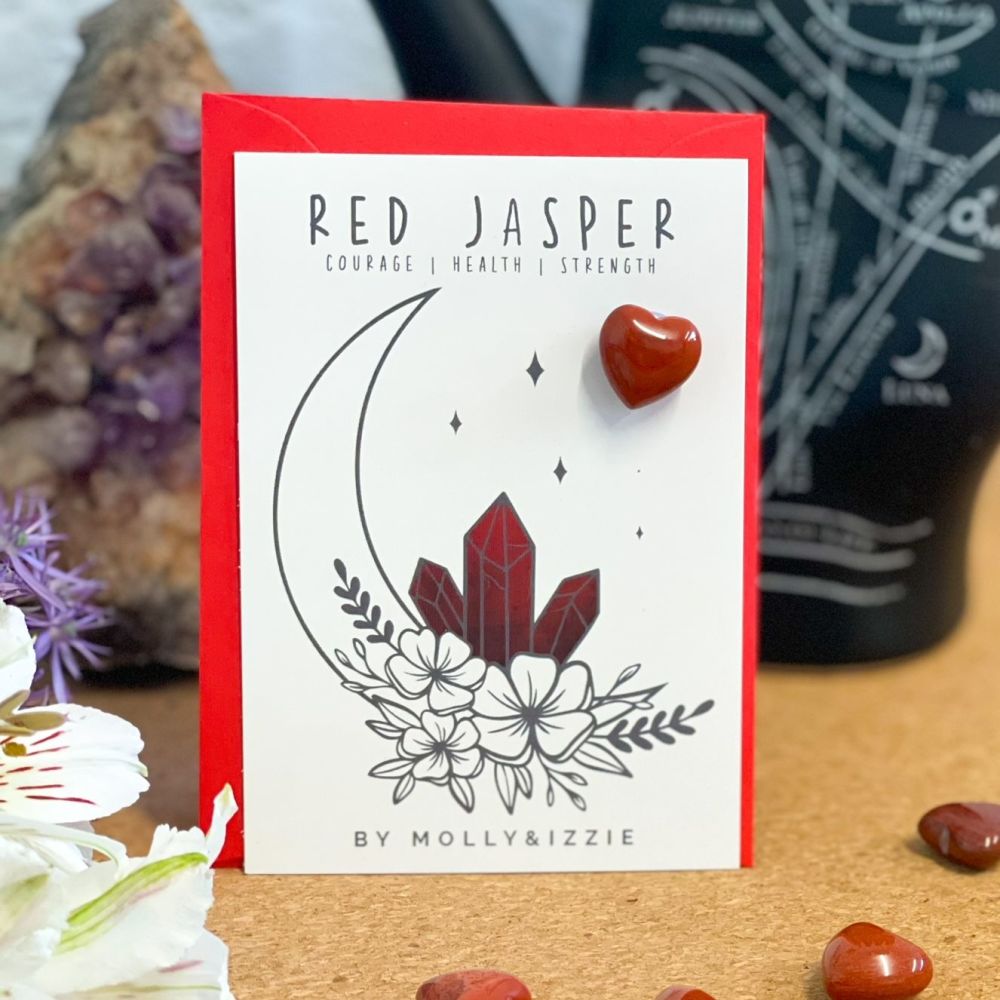 Crystal Heart - Red Jasper - pack of 5