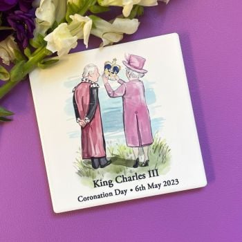 King Charles Coronation Ceramic Coaster  - Pack of 5