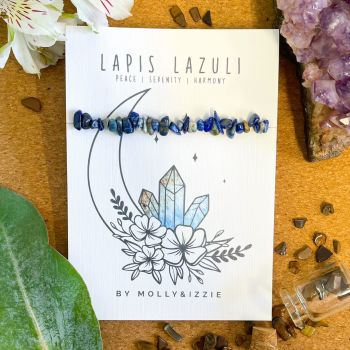 Stretchy Crystal Chip Bracelet - Lapis Lazuli - Pack of 5