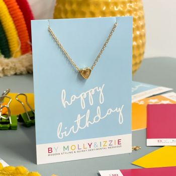 Happy Birthday Heart Necklace - Gold Plated - Pack of 5