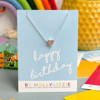 Happy Birthday Heart Necklace - Silver Plated - Pack of 5