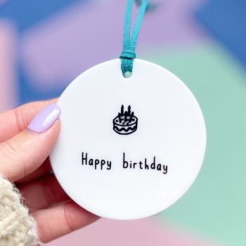 Happy Birthday Ceramic Hanging Disc