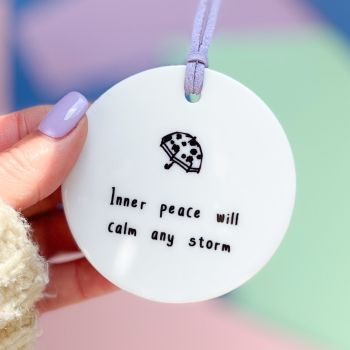 Inner Peace Ceramic Hanging Disc