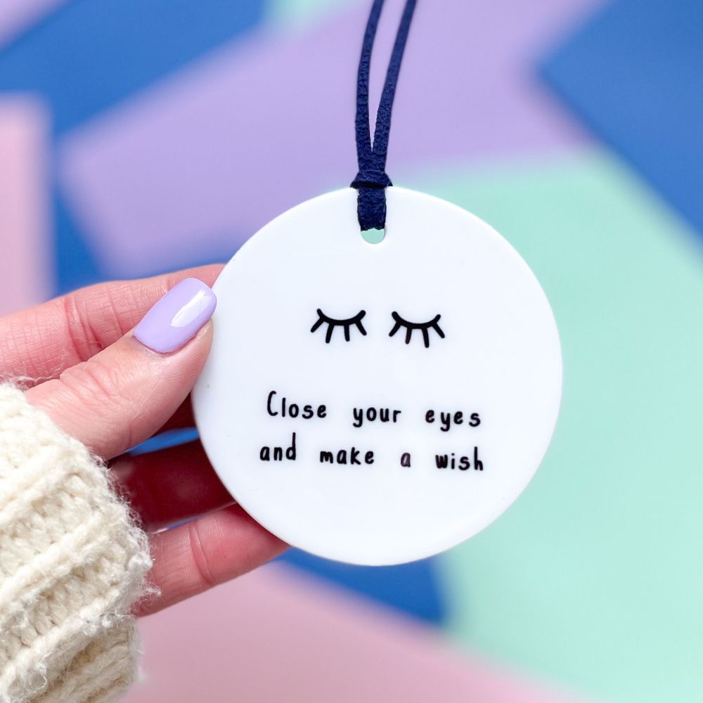 Make A Wish Ceramic Hanging Disc