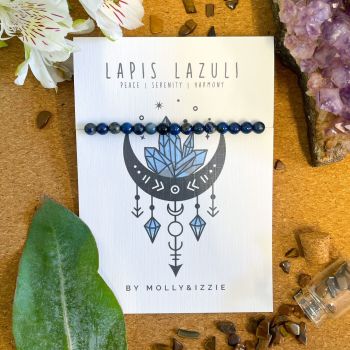 Elasticated Crystal Bead Bracelet -Lapis Lazuli  Pack of 5