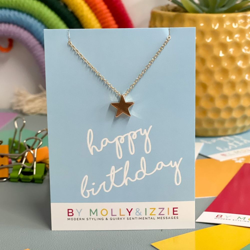 Happy Birthday Star Necklace - Gold Plated - Pack of 5