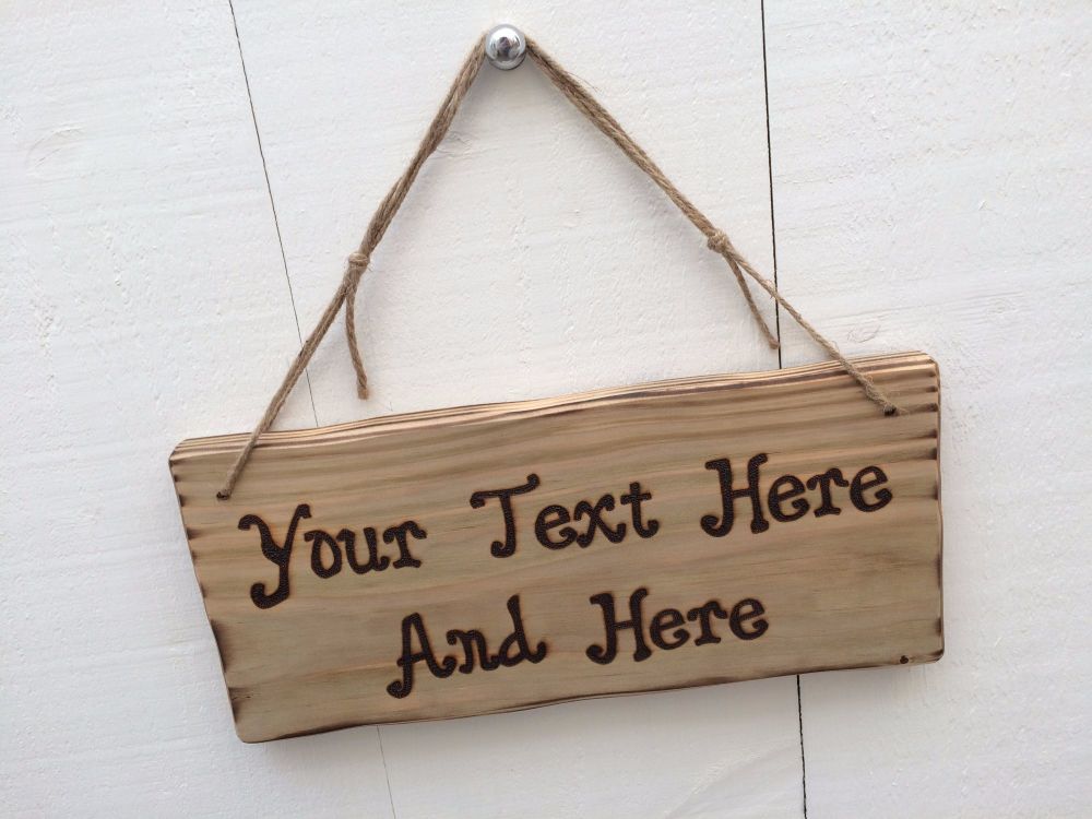 Driftwood Style Shabby Chic Custom Made Design Your Own Text Sign 32cm x 15cm 