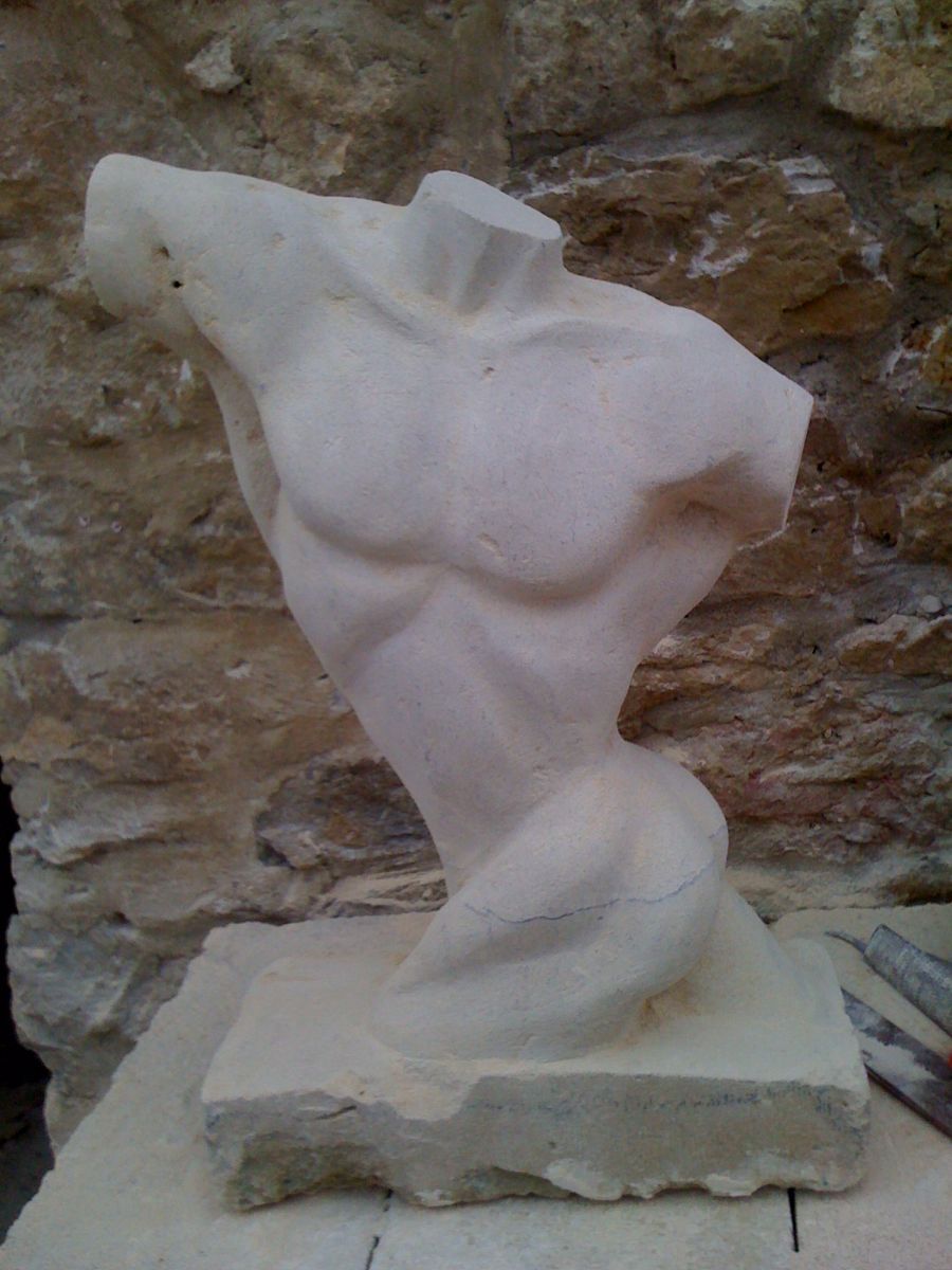 Torso male stone finished front