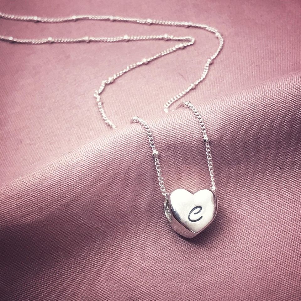 Sterling Silver Heart Bead Necklace