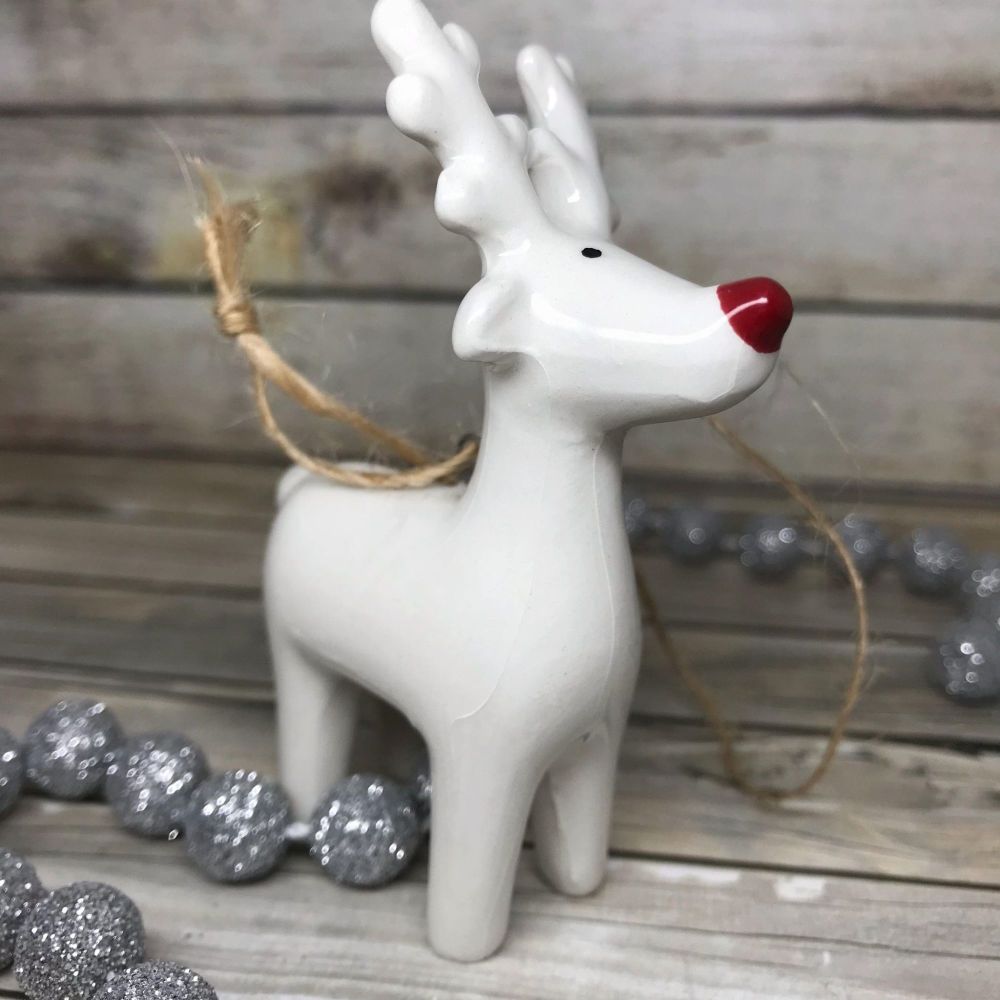 Perfectly Imperfect Reindeer Decoration | White