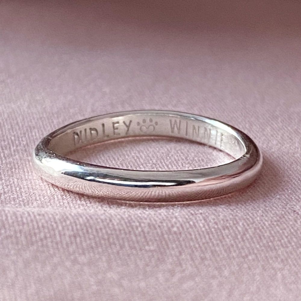 Silver Stamped Stack Ring | Curvy