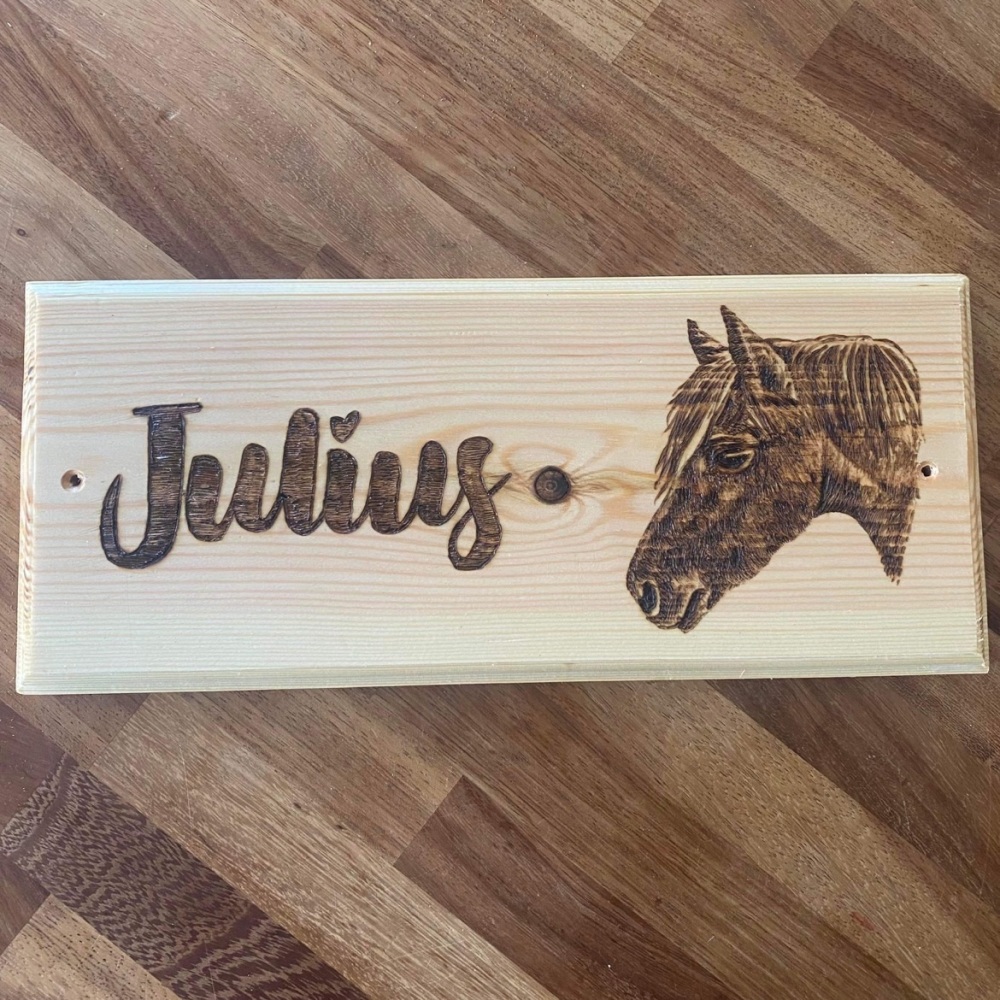 Horse Stable Name Plaque with Portrait