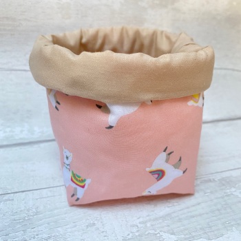 Pink Llama Fabric Basket