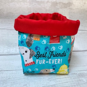 Teal Dog Fabric Basket