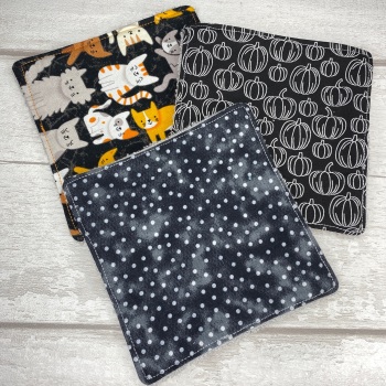Large Face Wipes Set Of 3 - Cat, Pumpkin & Spot Set